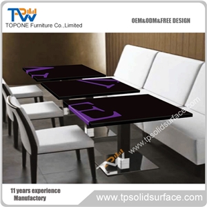 Black Color Square Artificial Marble Stone Dinning Table and Chairs Sets for Sale