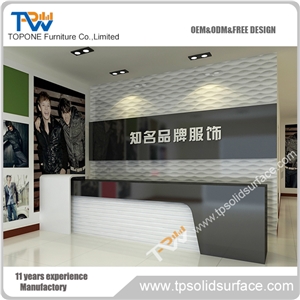 Commercial Artificial Marble Stone Front Counter with Acrylic Solid Surface Counter Tops Design in High Quality