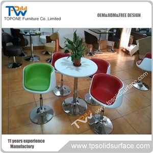Four Seats Artificial Marble Stone Dinning Table Round Table Tops Design with Corian Acrylic Solid Surface Material