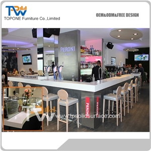 Grey Color Acrylic Solid Surface Western Style, Bar Counters Design Bar Desk Tables Tops with White Artificial Marble Stone Table Tops