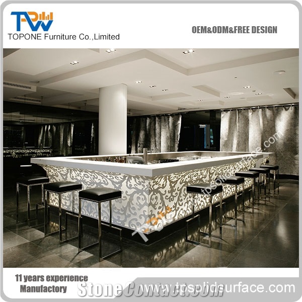 Led Light Cheap Stone Price Acrylic Solid Surface Bar Counter Tops