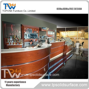 Wave Design Shape Wooden Bar Counter with Acrylic Solid Surface Table Tops Design