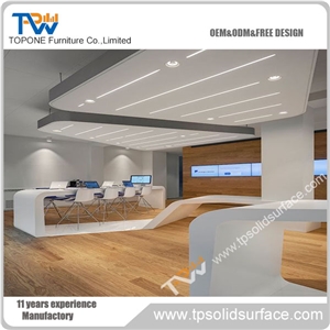 White Color Long Design Artificial Marble Stone Table Design for Office Furniture with Acrylic Solid Surface