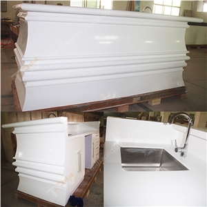 White Marble Stone Full Bull Nose Design Bar Counter with White Acrylic Solid Surface Bar Table Tops