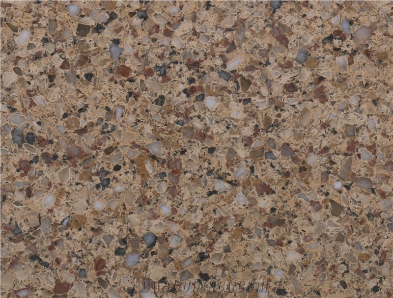 Opw051-Brown Quality Quartz Slabs, Customed Thickness, China
