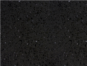 Opw308-Black Quartz Stone Shining Stone Slabs China Supplier
