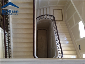 Aran Beige Marble Steps & Staires,Aran White Extra Marble Stair,Bailuan Marble Stair Risers,Magnolia Beige Marble Stairway, Luxury Marble Steps,Indoor Stair Threashold,Stone Stairs & Steps,Stone Rise