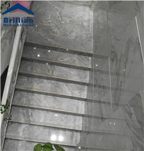 Bianco Calacatta Marble Staircase,White Marble Polished Steps,Marmi Bianco Calacatta White Marble Steps,Calacatta Bianco Marble Stair Treads,Calacatta Blanco White Marble Deck Stairs,Hotel Stairs