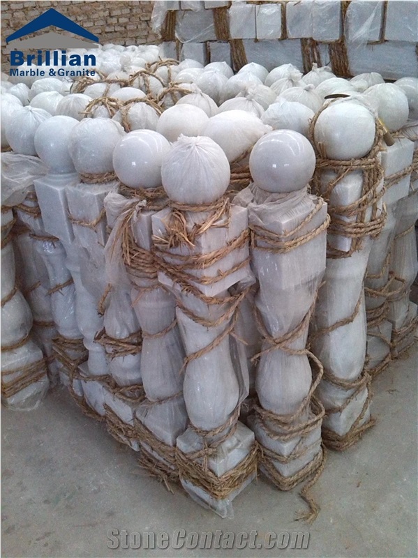 China Guangxi White Marble Raillings,China Popular Cheap Guangxi White Marble with Yellow Lines/Veins Stair Handrail, Baluster, Balustrades, Raildings, Staircase, Natural Building Stone Decoration