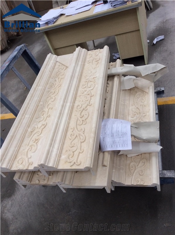 Cream Marfil Marble Wall Relief,Crema Marfil Standard Border Line Carvings,Pacific Marfil Engraving Skirting,Hand Carved Marble Wall Relief,Church Wall Etching,Marble Border Trim Shadow,Embossments