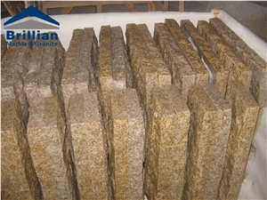 G682 Granite Mushroomed Stone,Sunset Gold G682 Granite Mushroomed Cladding,Rusty Yellow Granite Wall Tiles,Giallo Rusty Mushroom Wall Cladding,Giallo Rustic Yellow Granite Split Face Mushroom Stone