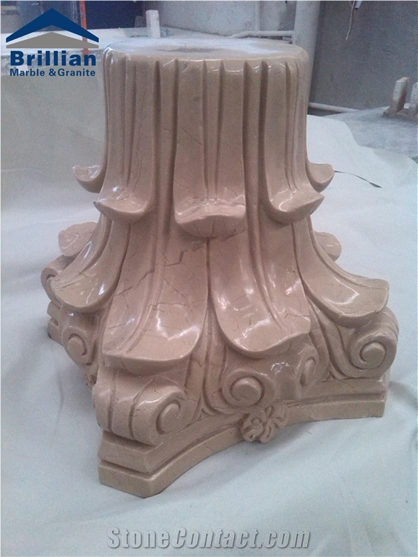 Golden Beige Marble Colum,Sunny Gold Marble Colum,Beige Marble Colum/Marble Column Pillars Caps, Beige Marble Architectural Columns,Marble Pillar Top,Stone Carving,Temple Colum,Lobby Colum