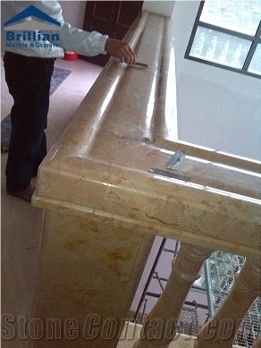 Golden Rose Marble Railling,Beige Marble Staircase Rails,Polished Marble Handrail,Jinmeigui Marble Balustrades,Kingpost,Handrail,Balcony Raillings,Carved Raillings