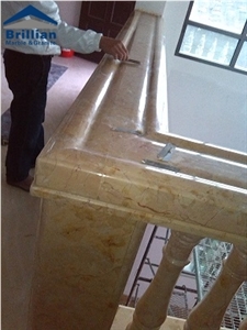 Golden Rose Marble Railling,Beige Marble Staircase Rails,Polished Marble Handrail,Jinmeigui Marble Balustrades,Kingpost,Handrail,Balcony Raillings,Carved Raillings
