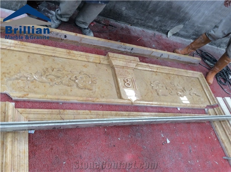 Golden Rose Marble Relief,Marble Wall Cladding Relief,Marble Wall Engravings,Relief Marble Carving Etching,Beige Marble Carving Relief for Wall or Post, Beige Marble Reliefs,Fireplace Relief Carving