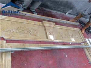 Golden Rose Marble Relief,Marble Wall Cladding Relief,Marble Wall Engravings,Relief Marble Carving Etching,Beige Marble Carving Relief for Wall or Post, Beige Marble Reliefs,Fireplace Relief Carving