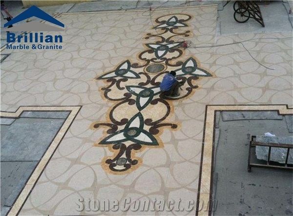 Marble Water Jet Medallion,Water-Jet Pattern for Hotel Hall and Lobby,Beige Marble Tiles,Cnc Flower Marble Medallion,Marble Floor Medallion Tiles,Stone Waterjet Medallion,Carpet Medallions,Inlayed Til