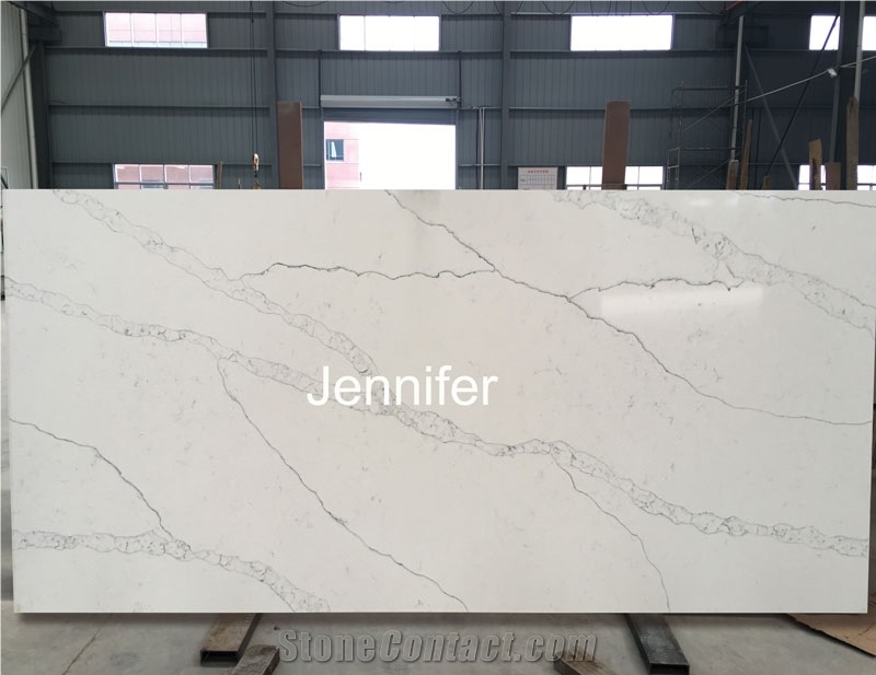 Artificial Big Jumble Size Slab China Quartz Stone,White Marble Design Best Quality Quartz for Kitchen Countertop