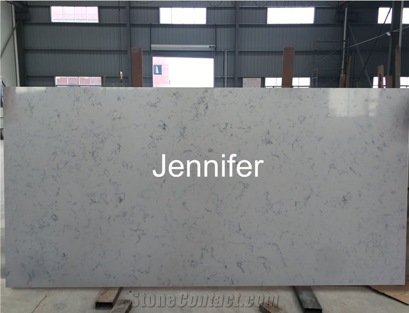 Artificial Quartz Stone Carrara and Calacatta Solid Surfaces Polished Slabs & Tiles Engineered Stone for Hotel Kitchen Bathroom Countertop Environmental Building Materials