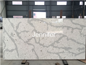 Artificial Quartz Stone Carrara and Calacatta Solid Surfaces Polished Slabs & Tiles Engineered Stone for Hotel Kitchen Bathroom Countertop Environmental Building Materials