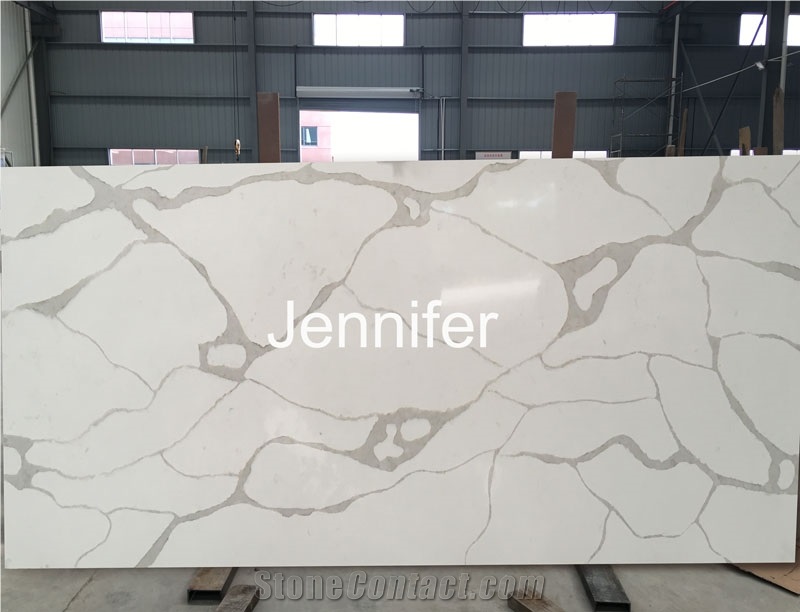 Customized Carrara White Artificial Quartz Stone with Black Veins,White Quartz Stone Slabs, Engineered Slab, Artificial Stone, Solid Surfaces, Polished Quartz Big Slab&Tile
