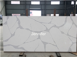 High Quality Artificial Marble Look Engineered Quartz Stone Slab for Countertop and Vanity Tops