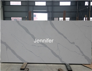 High Quality Artificial Marble Look Engineered Quartz Stone Slab for Countertop and Vanity Tops