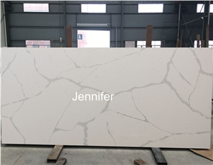 White Engineered Slab Polished and Eased Quartz Stone,White Carrara and Calacatta Quartz for Kitchen Countertop