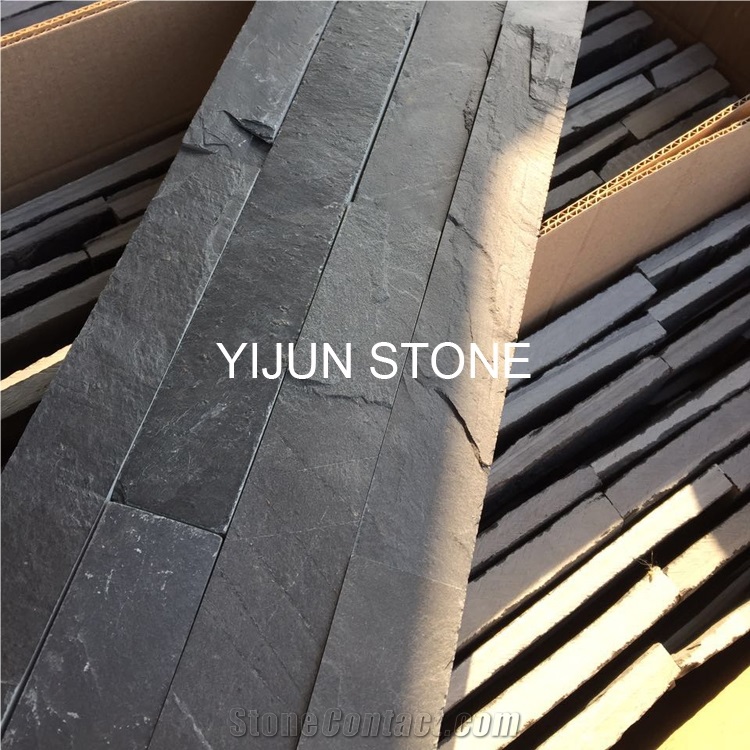 2017 Hebei China Stone,Black Color Slate Wall Panel, Natural Surface,P018