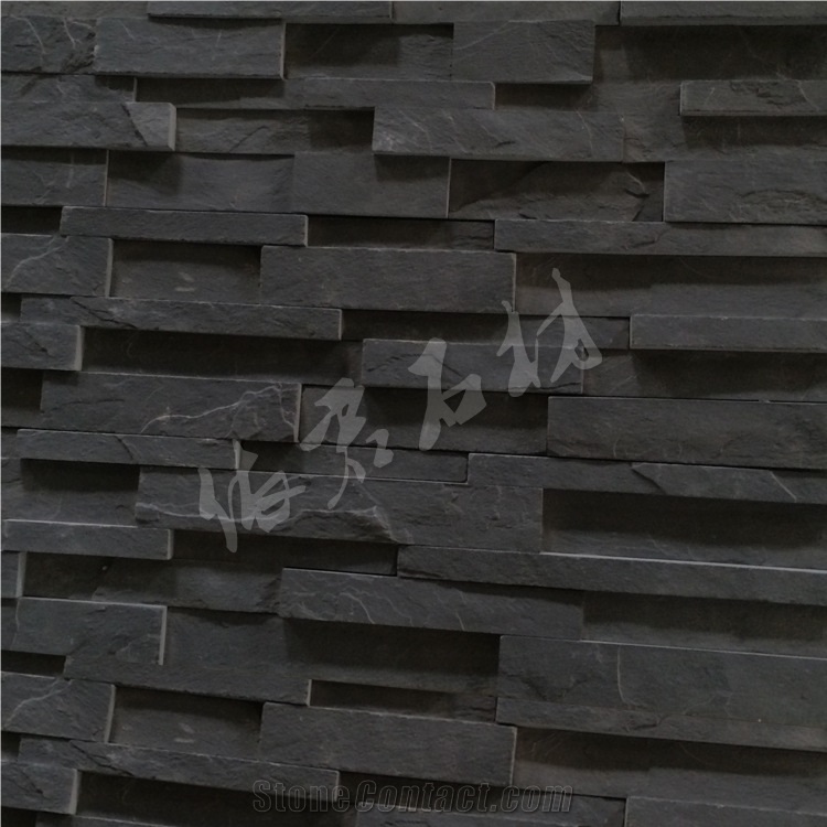Black Color Slate Manufacture Exterior Wall Stone Decorative Cladding, Wall Panel, Hebei, Jiujiang, China