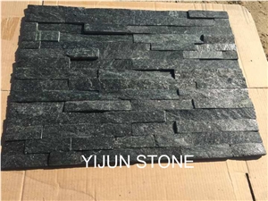 Black Quartzite Strips Wall Panel, Factory Supply, Hebei Split Surface Cultured Stone, Wal Cladding