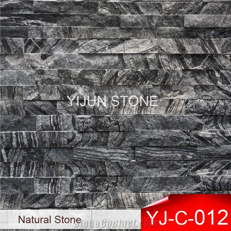 China Black Wood Grain Marble Culture Stone,Ancient Wooden Vein Stacked Stone,Ledge Stone for Wall Cladding