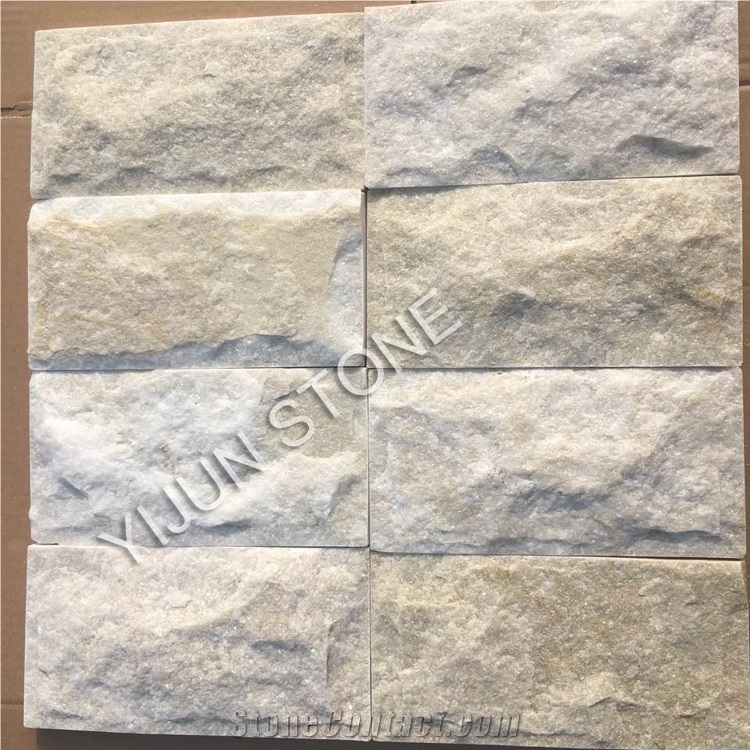 Creamy White Quartzite Mushroom Stone, Natural Stone Wall Panel