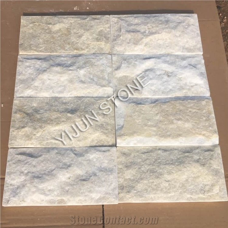 Creamy White Quartzite Mushroom Stone, Natural Stone Wall Panel