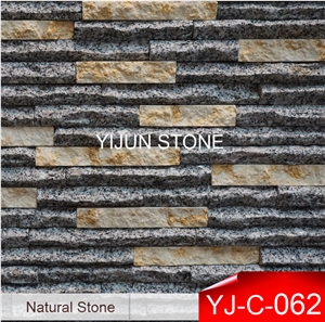 Hebei Interior or Exterior Granite Black Stone Wall Cladding, Cultured Stone Exposed Wall Stone