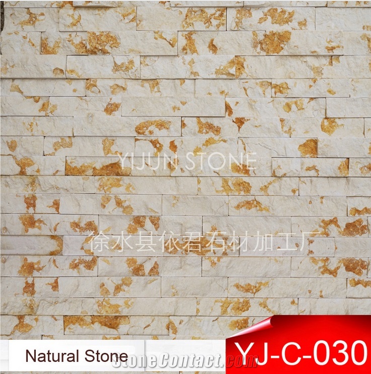 Multicolor Marble Natural Culture Stone for Wall Facing in China, Split Surface, Yellow Color