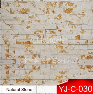 Multicolor Marble Natural Culture Stone for Wall Facing in China, Split Surface, Yellow Color