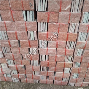 Natural Pink Quartzite Mushroom Stone, Wall Stone Tile，Split Surface, Hebei Stone Factory, China