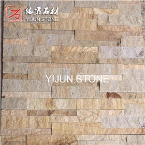 Sandstone Culture Stone for Wall Decoration with Best Price in China，Yellow Wood Color Wall Cladding