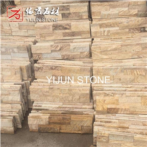 Sandstone Culture Stone for Wall Decoration with Best Price in China，Yellow Wood Color Wall Cladding