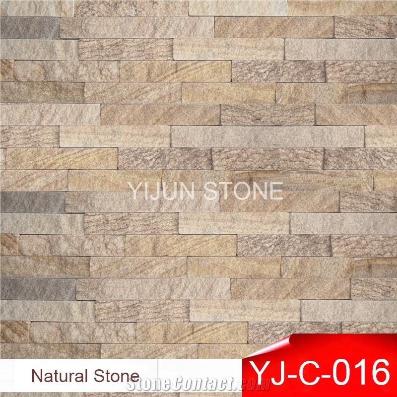 Sandstone Cultured Stone, Ledge, Brown Color, Natural Surface for Indoor and Outdoor, Hebei, China
