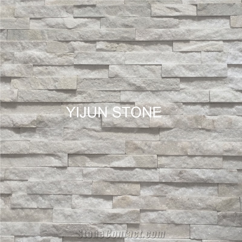 Sparkle Natural Stone Used to Interior Wall Decoration, White Quartzite Wall Cladding, Wall Panel Made in China, Hebei