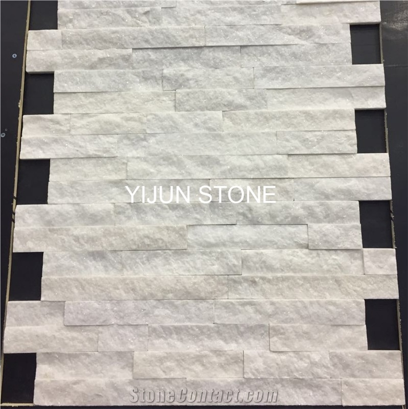 Sparkle Natural Stone Used to Interior Wall Decoration, White Quartzite Wall Cladding, Wall Panel Made in China, Hebei