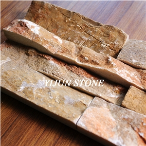  Rusty Slate Culture Stone, Hebei P014 Surface Wall Cladding, Yellow Wood  Slate Wall Panel