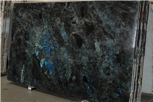 Popular Labradorite Blue Granite Polished Slabs & Tiles, Madagascar Granite with Blue Sparking Spots, Polished Natural Stone Flooring,Feature Wall,Interior Paving, Clading, Decoration
