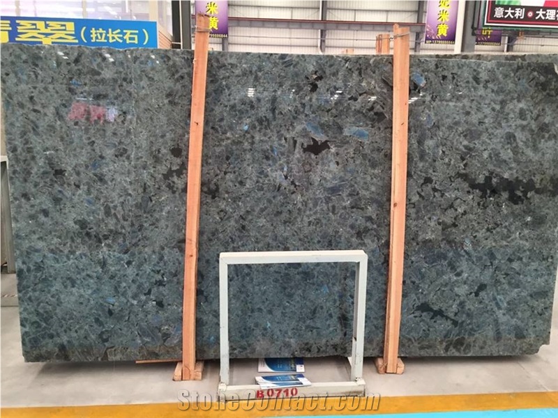 Popular Labradorite Blue Granite Polished Slabs & Tiles, Madagascar Granite with Blue Sparking Spots, Polished Natural Stone Flooring,Feature Wall,Interior Paving, Clading, Decoration