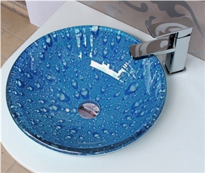 Blue Bathroom Sinks, Vessel Sinks, Round Basins