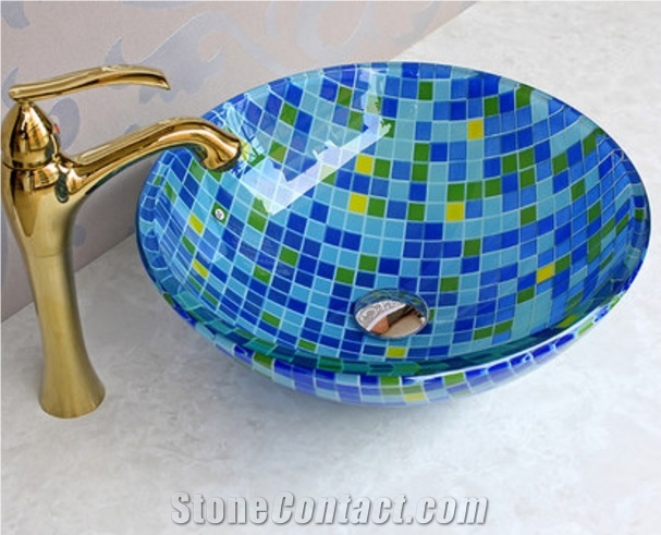 Round Sinks, Mosaic Basin, Vessel Sinks