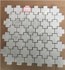 Cararra White Marble Mosaic/Bianco Carrara Marble Mosaic, Hexagon Mosaic, Floor/Wall Mosaic/Mosaic Border/Chinse White Marble Mosaic/White Wood Marble Mosaic/Onyx Mosaic/Slate Mosaic