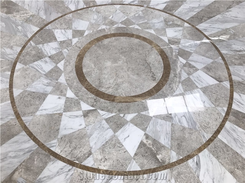 Wj006 Waterjet Medallion/Marble Floor/Waterjet Pattern for Hotel, Hall,Lobby